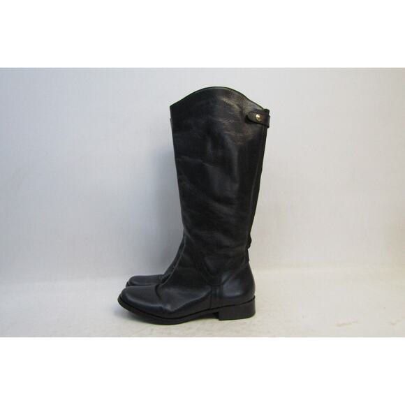 Steven By Steve Madden Women Sz 9.5 W Black Leather Zip 16" Knee High Boots - Picture 1 of 11